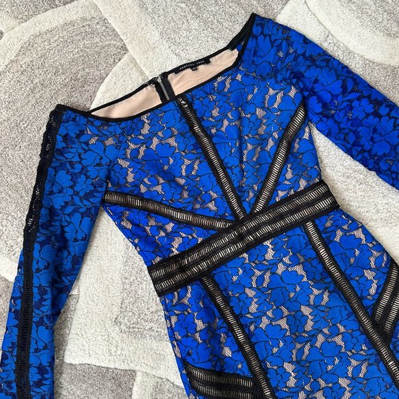 Endless Rose Bright/Vibrant Blue Lace Fitted Dress Mendocino - Picture 3 of 3
